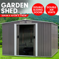 NNEDPE Garden Shed Spire Roof 8ft x 8ft Outdoor Storage Shelter - Grey-0