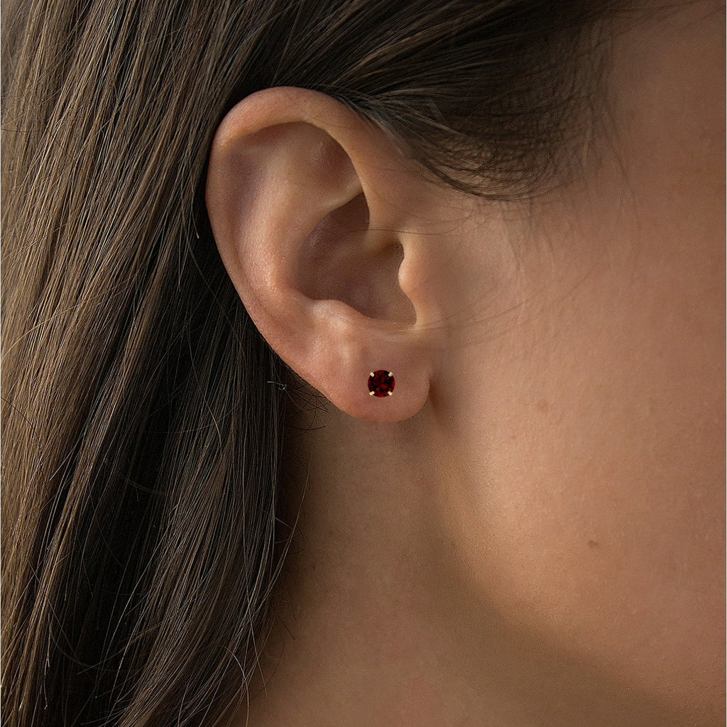 2.00 CTW Natural Red Garnet Stud Earrings in 14K Yellow Gold - Handcrafted USA-3