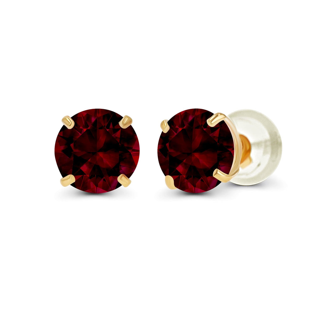 2.00 CTW Natural Red Garnet Stud Earrings in 14K Yellow Gold - Handcrafted USA-0