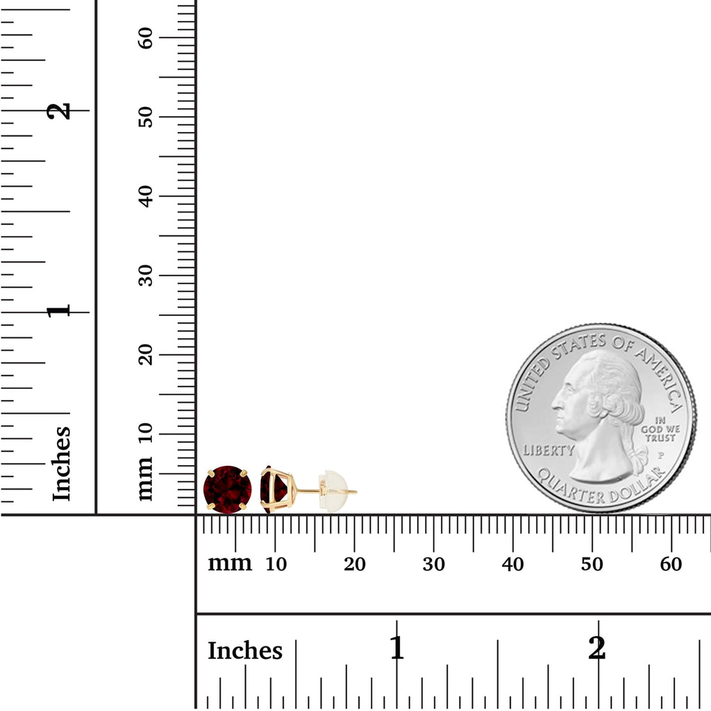 2.00 CTW Natural Red Garnet Stud Earrings in 14K Yellow Gold - Handcrafted USA-2