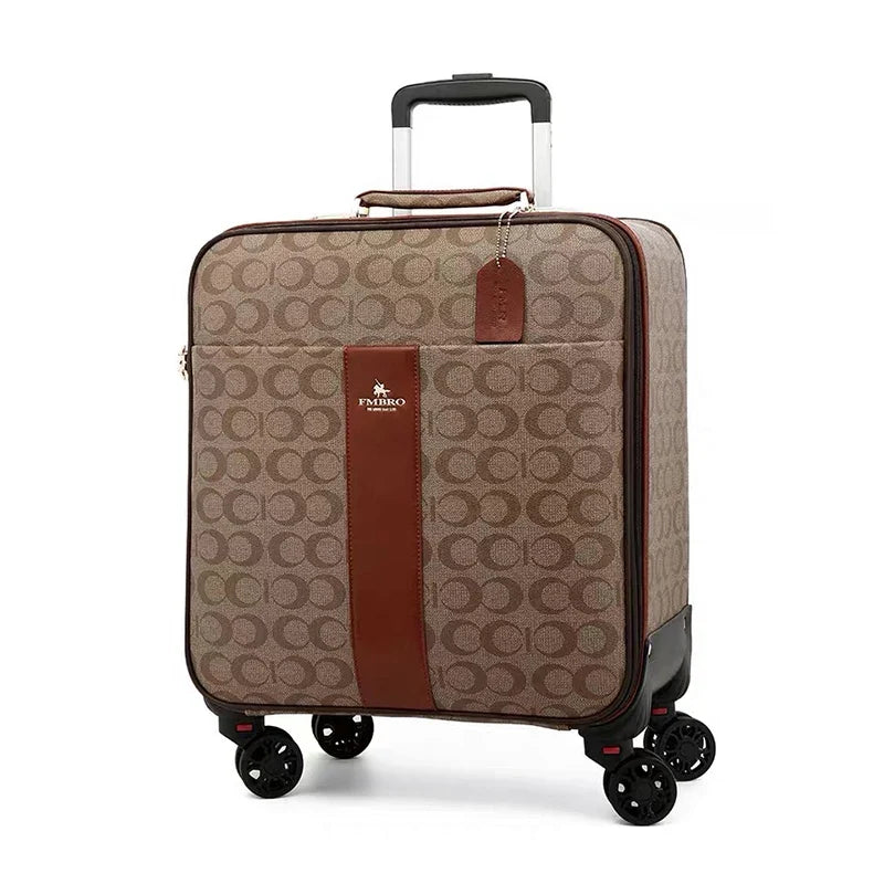 Luxury PU Leather Rolling Suitcase Set with Matching Handbag-3