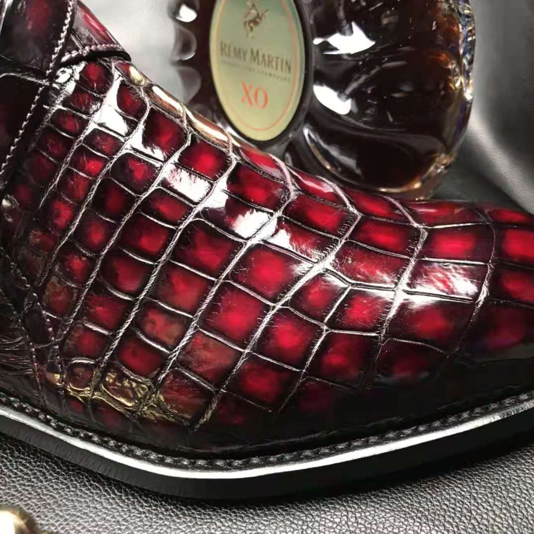 Crocodile Ankle Boots Handmade Dress Shoes Men's-4