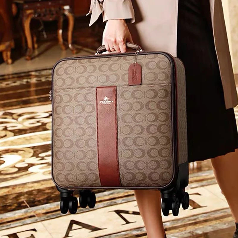 Luxury PU Leather Rolling Suitcase Set with Matching Handbag-2