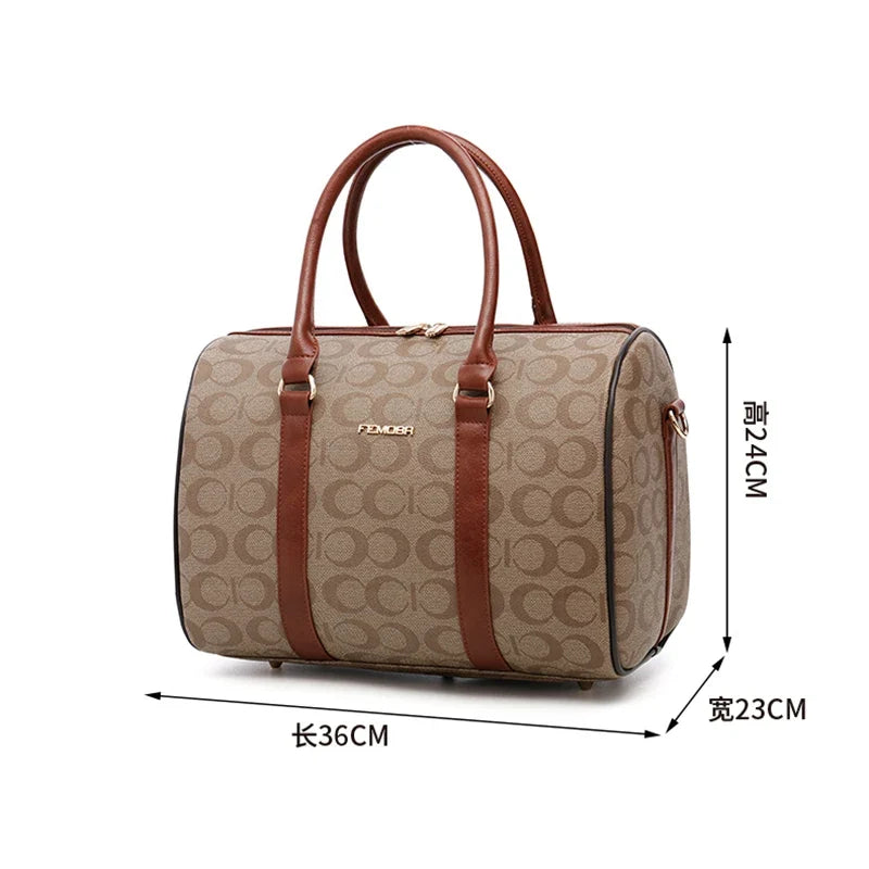 Luxury PU Leather Rolling Suitcase Set with Matching Handbag-4