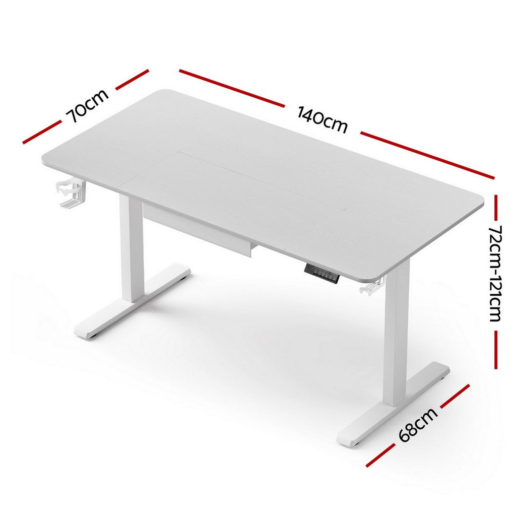 Artiss Electric Standing Desk 140cm Adjustable Height Motorised Home Office Desk Drawer-1