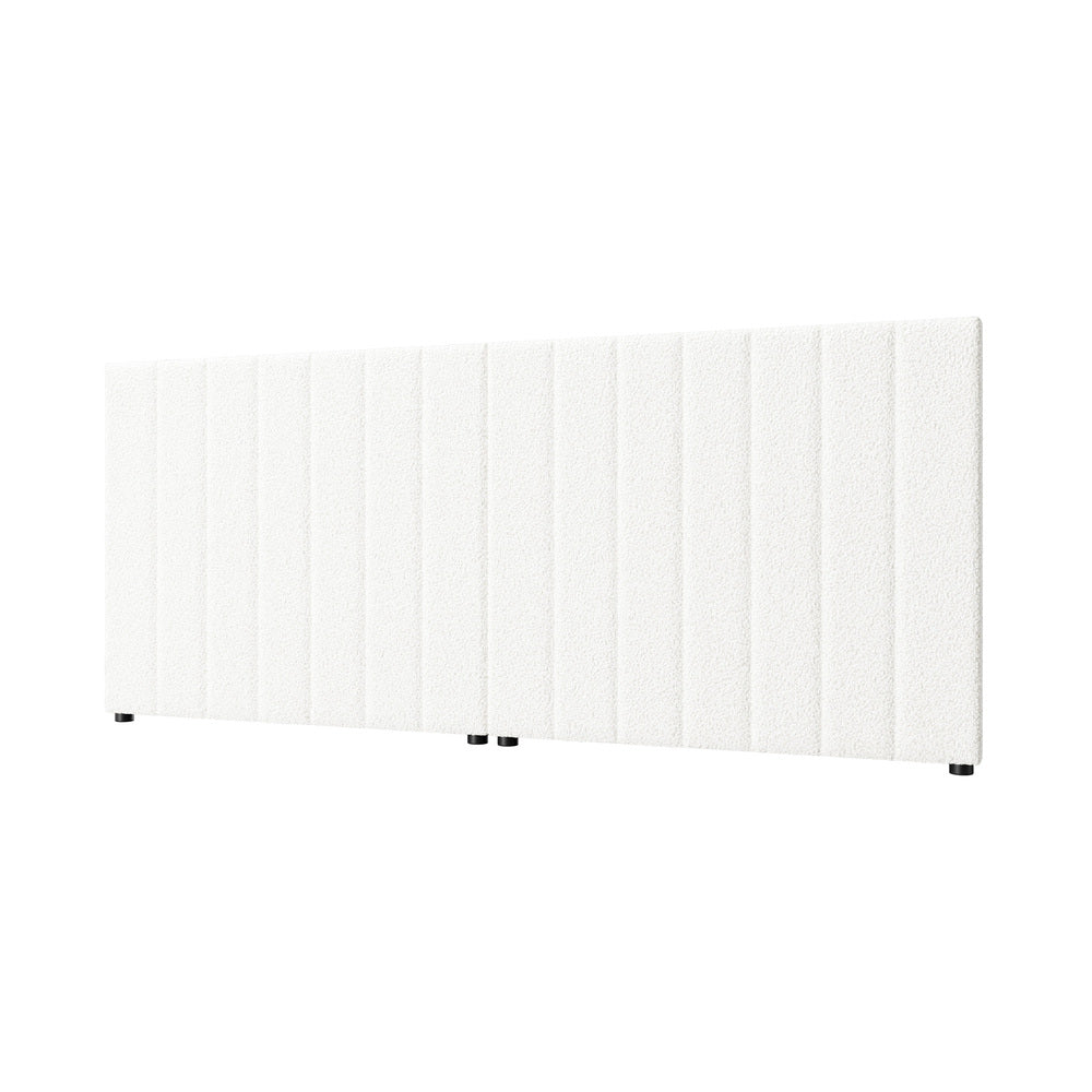 NNEED Bed Frame Headboard Double Queen King White Boucle-0