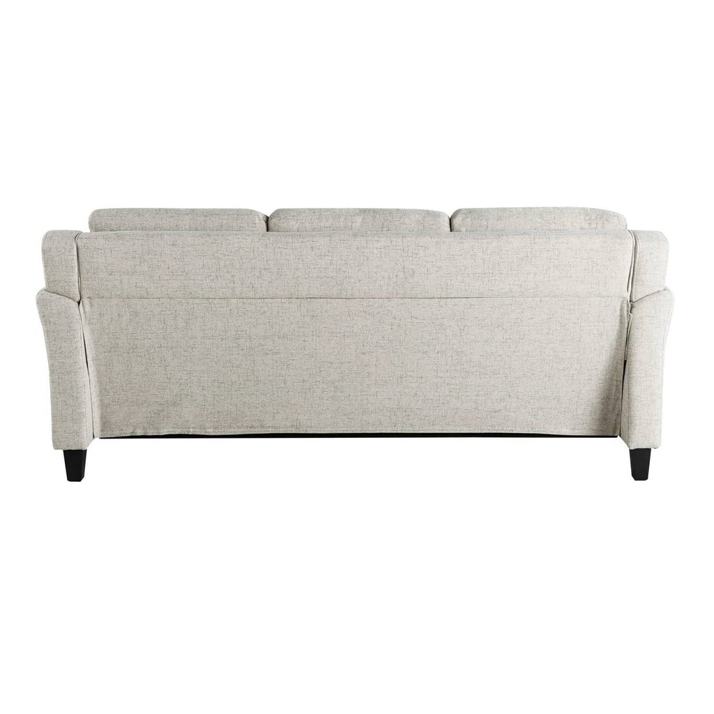 Modern 3-Seater Upholstered Sofa in Cream Microfiber with Button Tufted Cushions-4