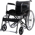 NNEMB Folding Manual Wheelchair Self Propelled, 24' Rear Wheels, Chrome Steel Frame, 46cm Wide Seat, 100kg Capacity, Park Brakes-0