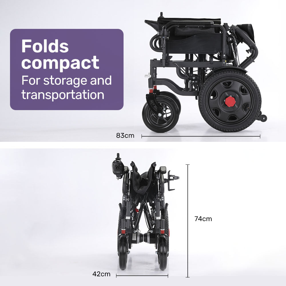 NNEMB Power Electric Wheelchair, Wide Bariatric Chair, Comfortable for S-XL, Long Range, Recline Adjustment, Lithium Battery, 16' Wheels, Headrest, Folding-4