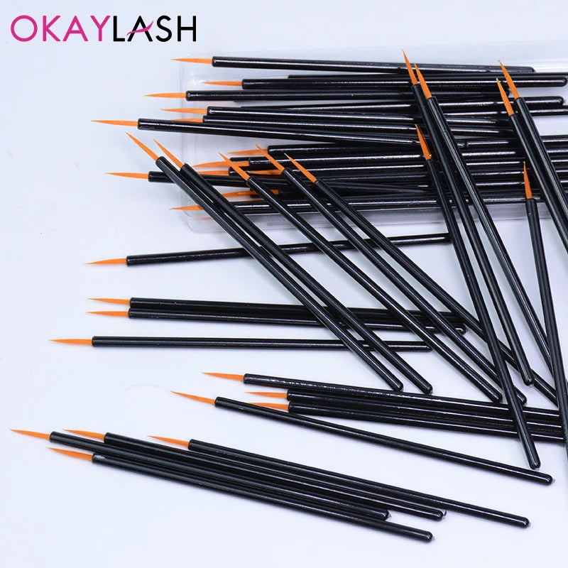 OKAYLASH 50pcs/lot Reusable Gel Liner Nail Art Brushes Painting Pen Disposable  Eyeliner Beauty Eyeline Makup Tools