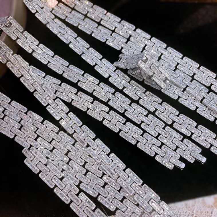 Charm Gold Iced out Diamond 18K Gold Chain Bracelet Women's-2