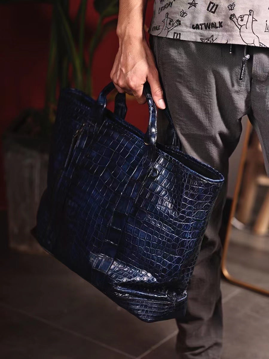 Crocodile Leather Shopper Tote Travel  Bag-0
