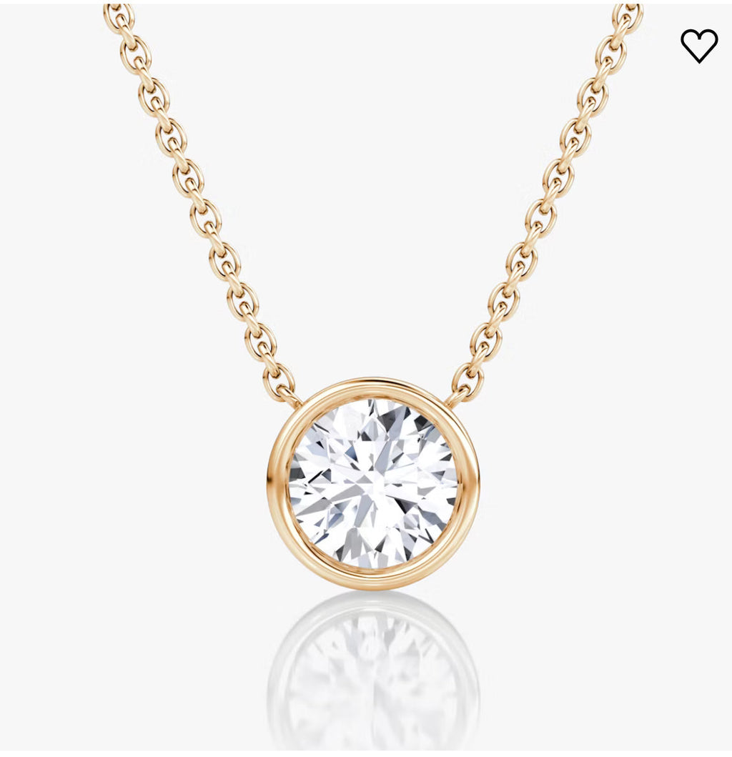 AGI Certified 1.00 Ctw Bezel Set Round Lab Grown Diamond Pendant - G/VS Clarity in Choice of 14K White or Yellow Gold-3