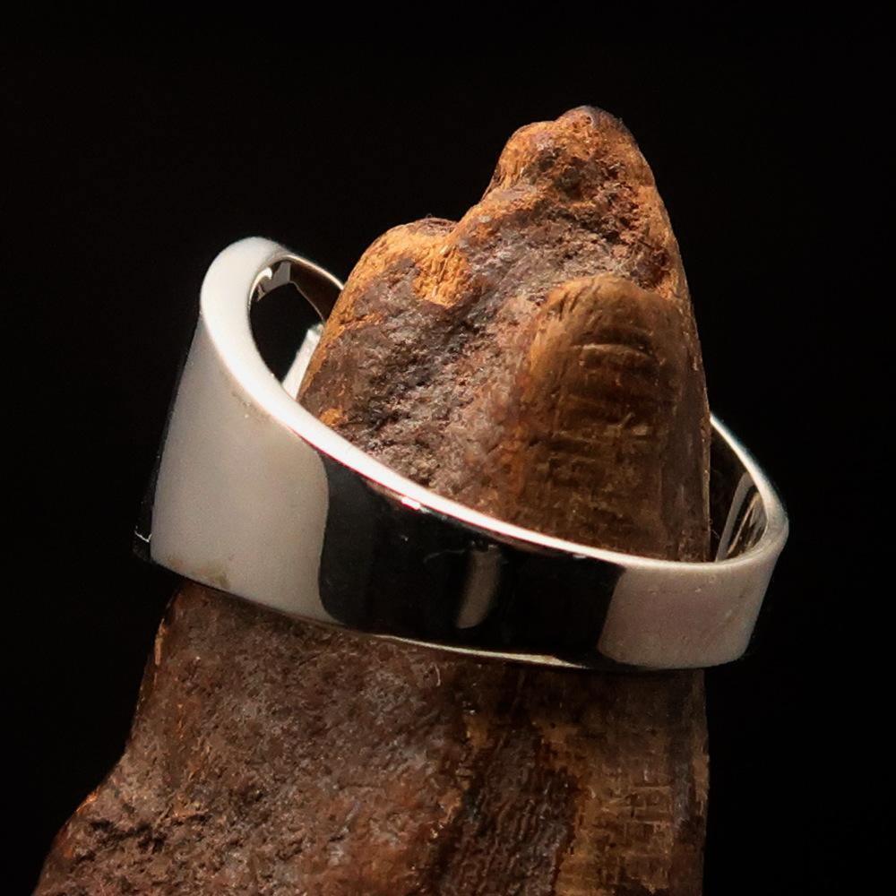 Men's Greek lower case Letter Initial Ring Chi - Sterling Silver