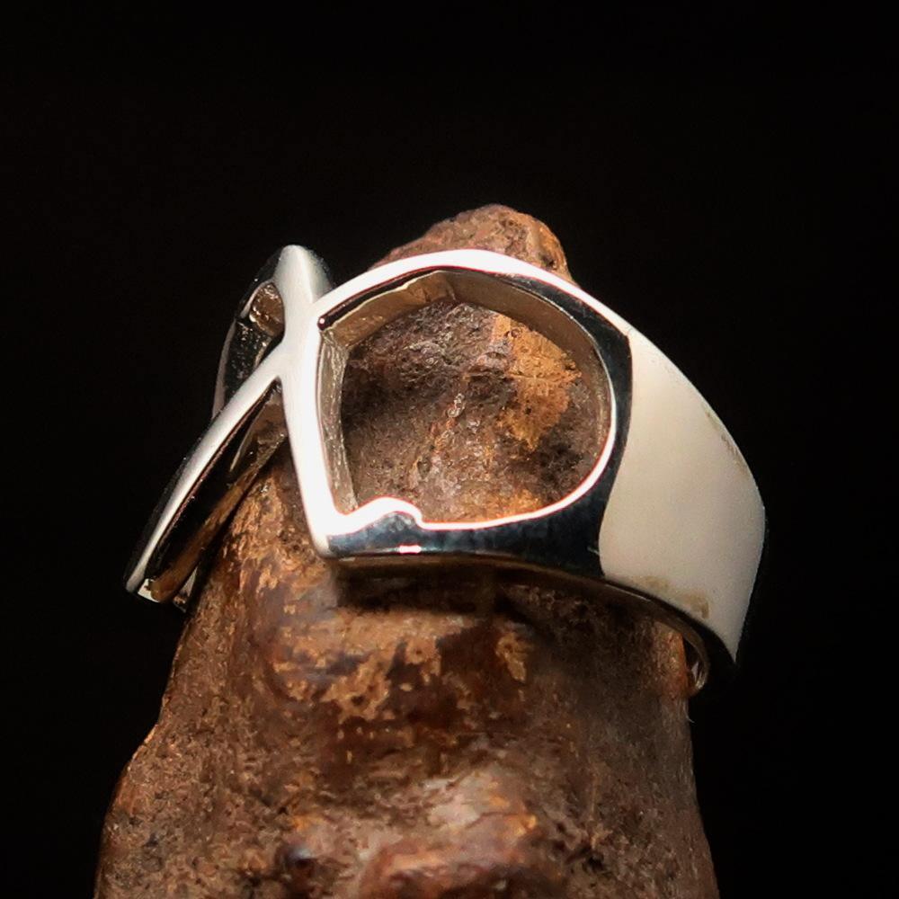 Men's Greek lower case Letter Initial Ring Chi - Sterling Silver