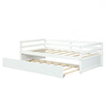 Twin/Twin Dorm Style Trundle Daybed Platform Bed Frame in White-0