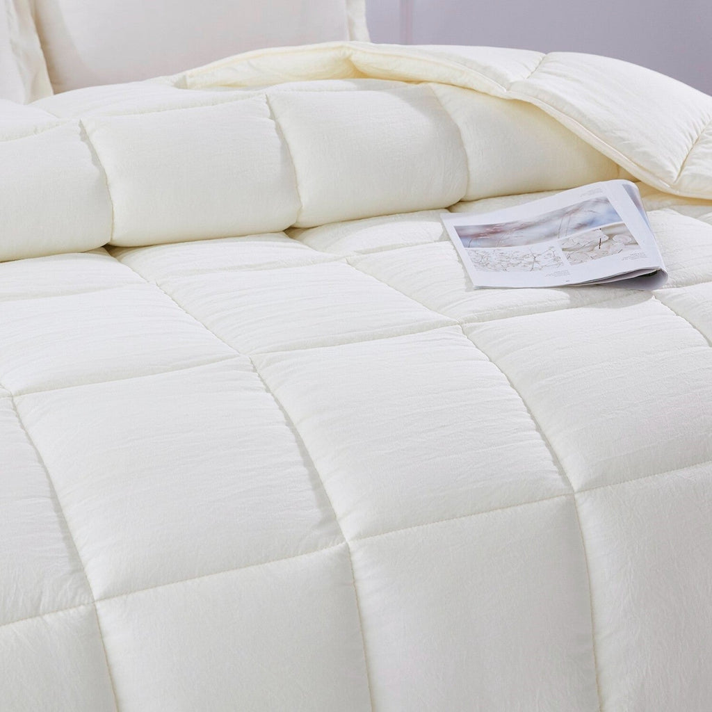 King Size Off White 3 Piece Microfiber Reversible Comforter Set-1