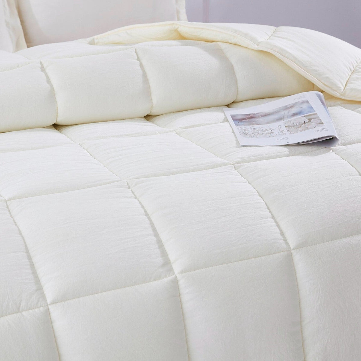King Size Off White 3 Piece Microfiber Reversible Comforter Set-1