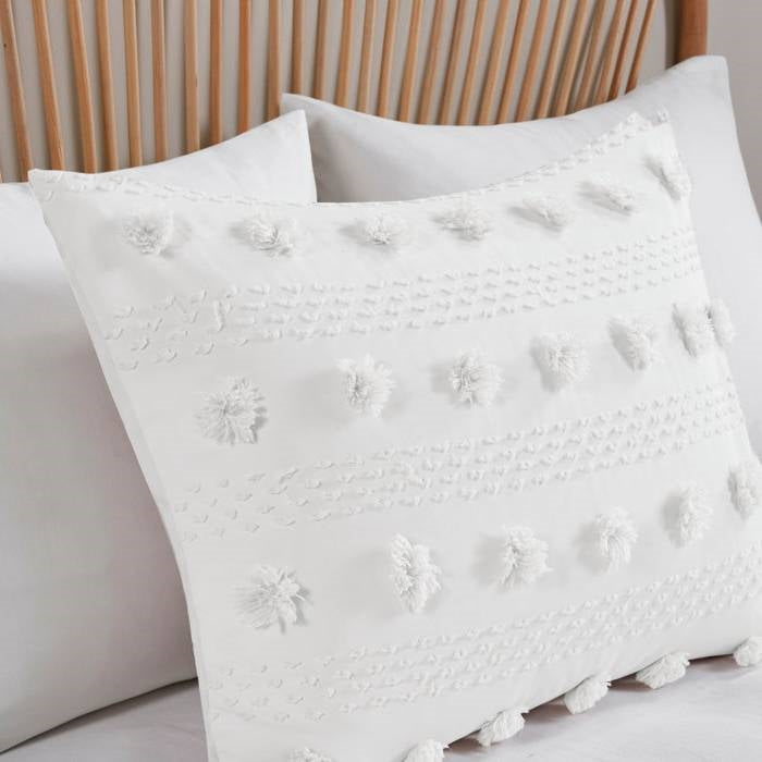 King/Cal King 3-Piece Ivory Pompom Microfiber Comforter Set-2