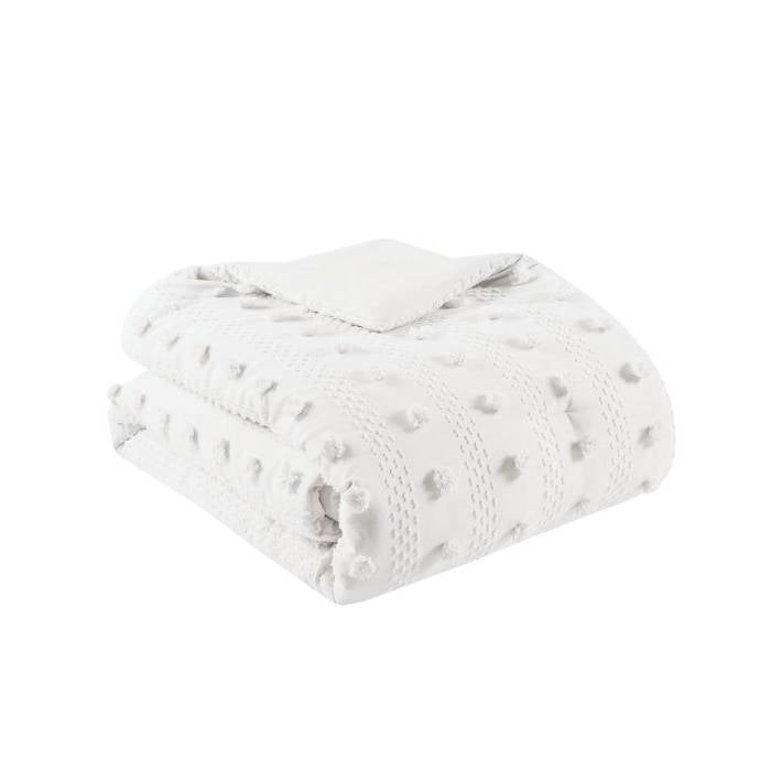 King/Cal King 3-Piece Ivory Pompom Microfiber Comforter Set-4