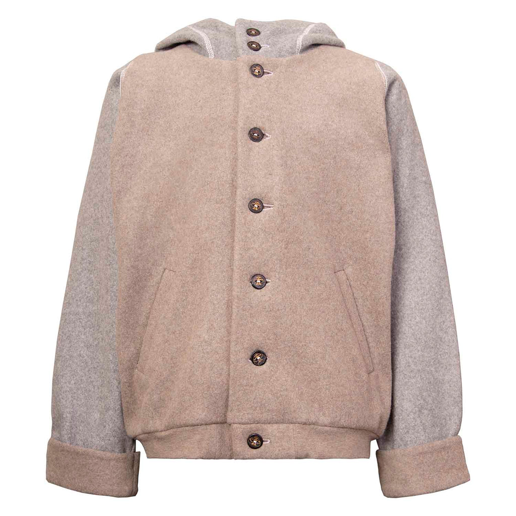Beige Fleece Hoodie for Kids with Unicorn Applique-2