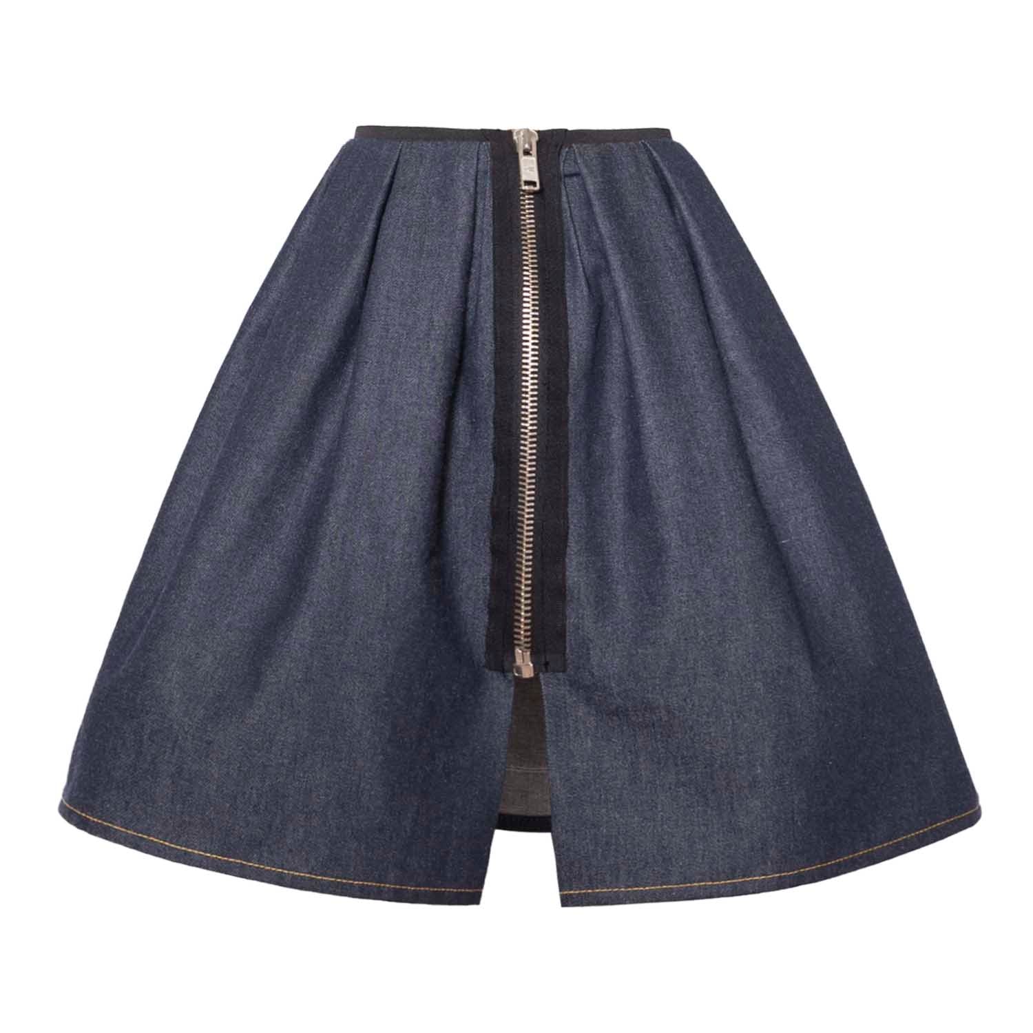 Blue Denim Skirt with Appliqué-3