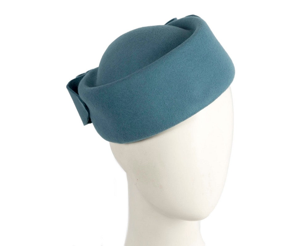 Blue Grey Max Alexander Felt Pillbox Hat – Classic Winter Style-1