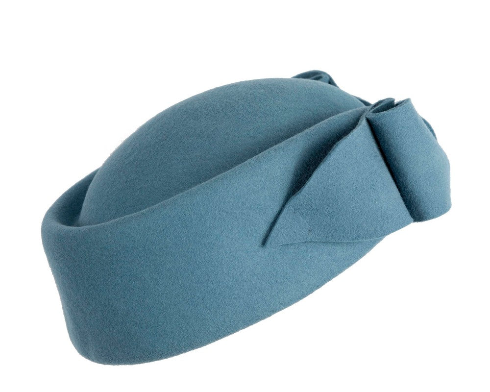 Blue Grey Max Alexander Felt Pillbox Hat – Classic Winter Style-4