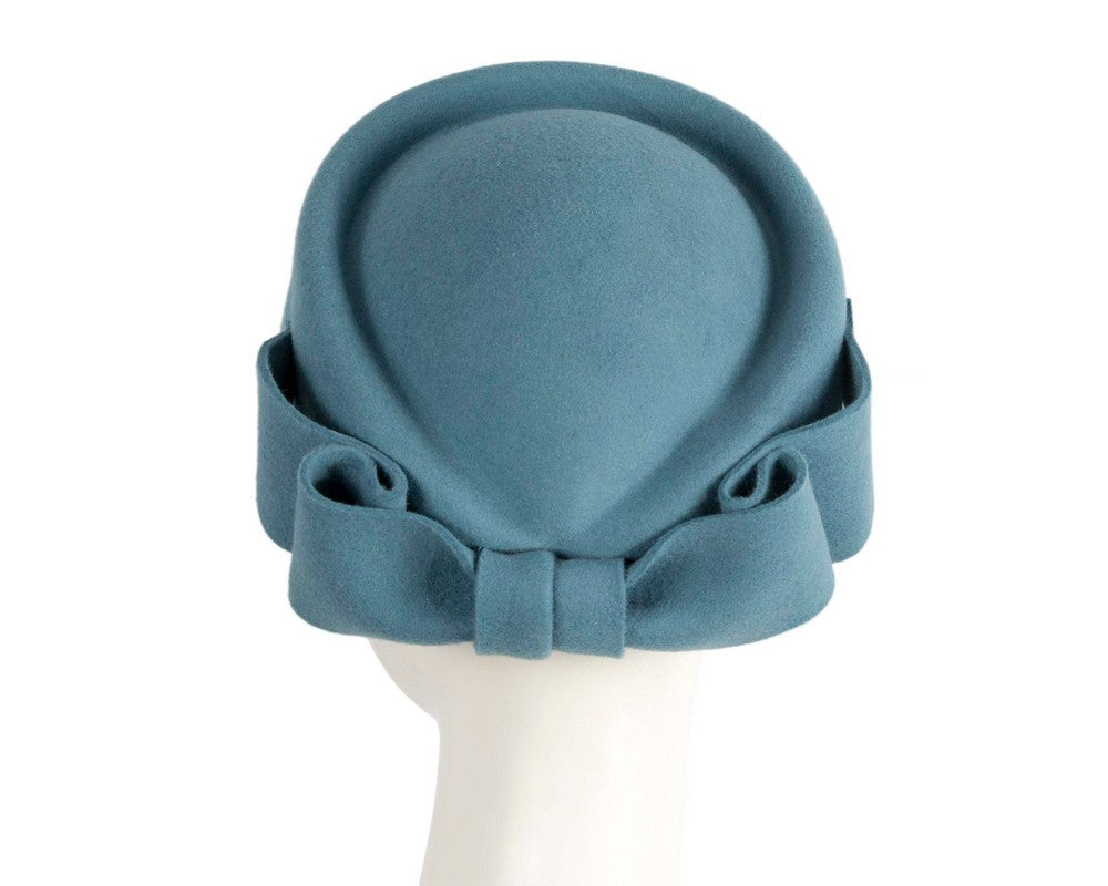 Blue Grey Max Alexander Felt Pillbox Hat – Classic Winter Style-0