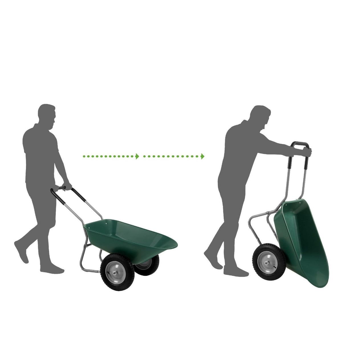 Heavy Duty 2-Wheel Multipurpose Rust Proof Wheelbarrow - Green-1