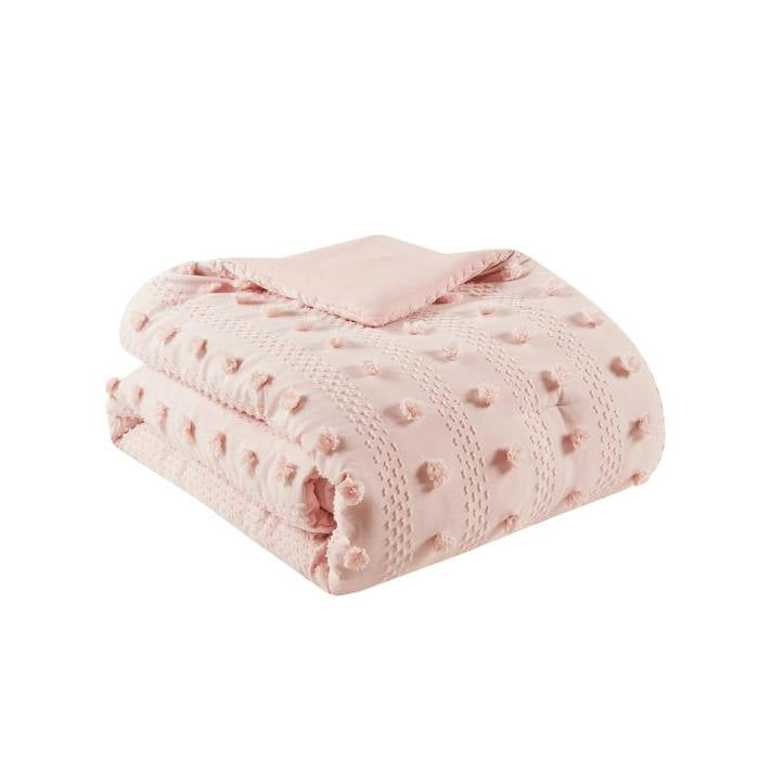 King / Cal King 3-Piece Pink Pompom Microfiber Comforter Set-4