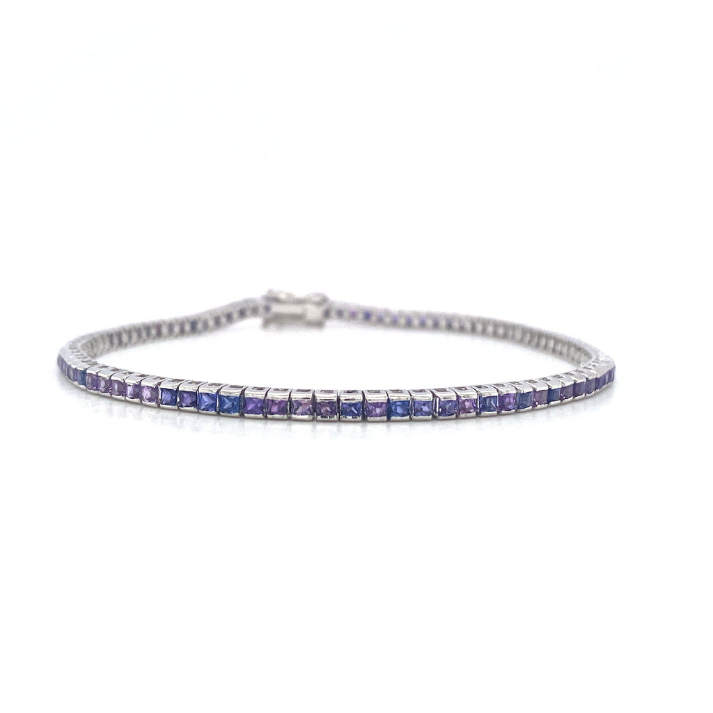 Purple Sapphire and Diamond Bracelet in 18K White Gold - KGD 40641-0