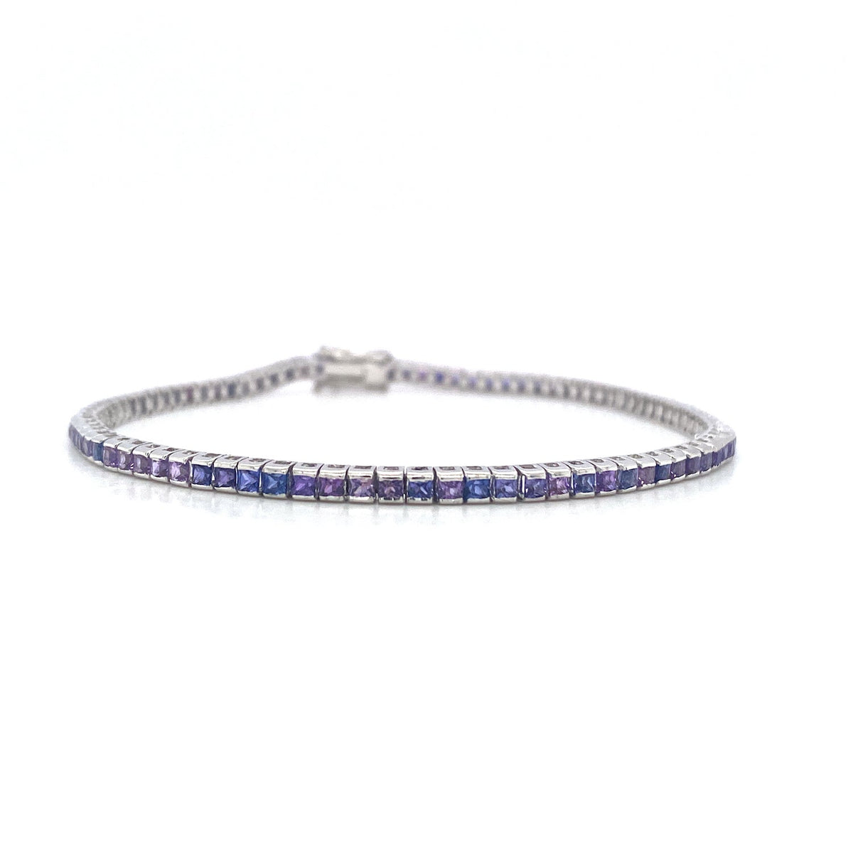 Purple Sapphire and Diamond Bracelet in 18K White Gold - KGD 40641-0