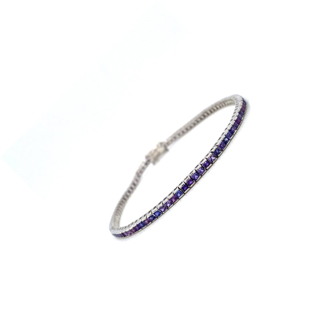 Purple Sapphire and Diamond Bracelet in 18K White Gold - KGD 40641-1