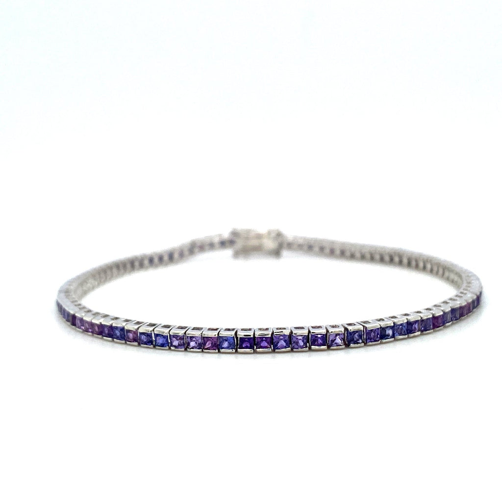 Purple Sapphire and Diamond Bracelet in 18K White Gold - KGD 40733-0