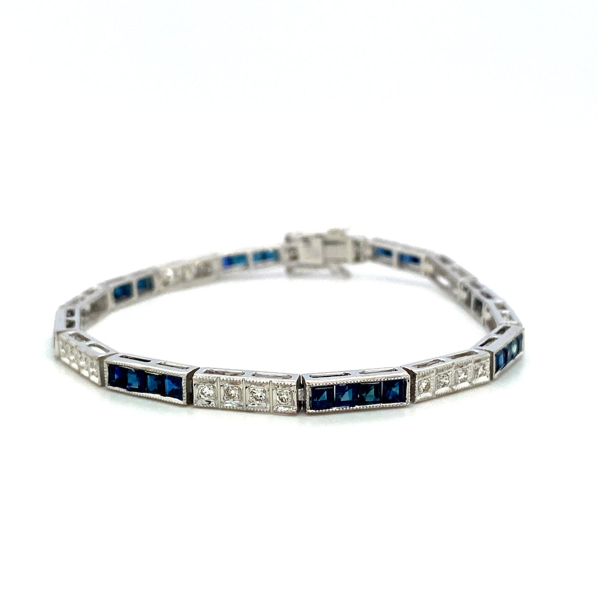 Sapphire and Diamond Bracelet in 14K White Gold - KGD 41512-0