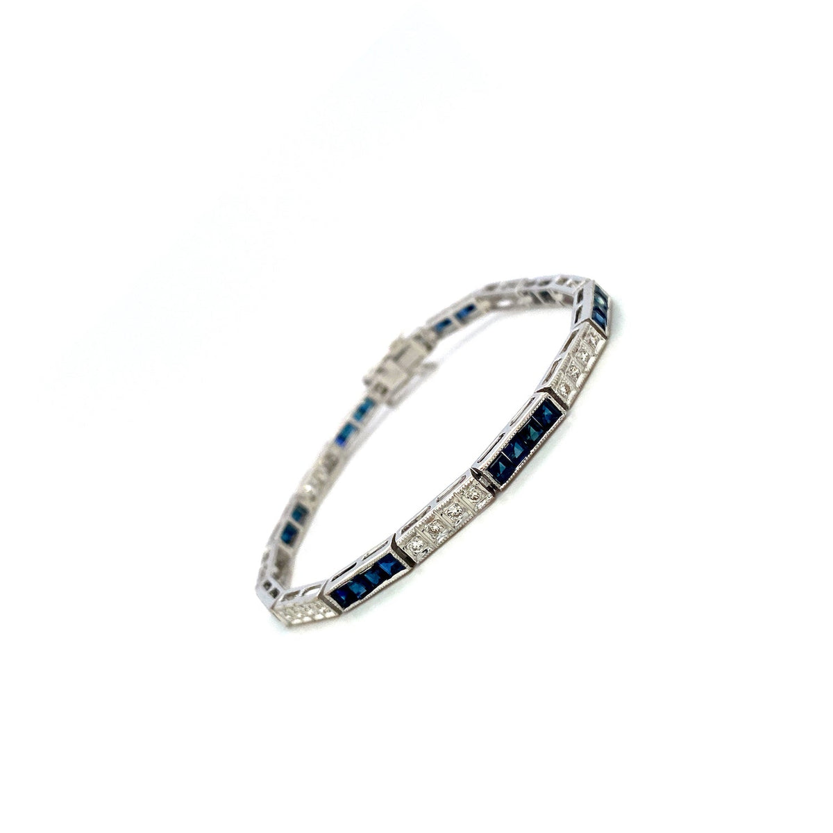 Sapphire and Diamond Bracelet in 14K White Gold - KGD 41512-1
