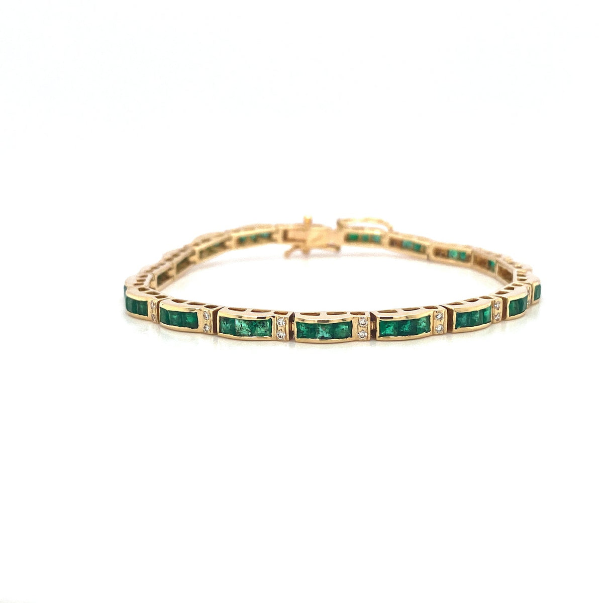 Emerald and Diamond Bracelet in 14K Yellow Gold - KGD 41538-0