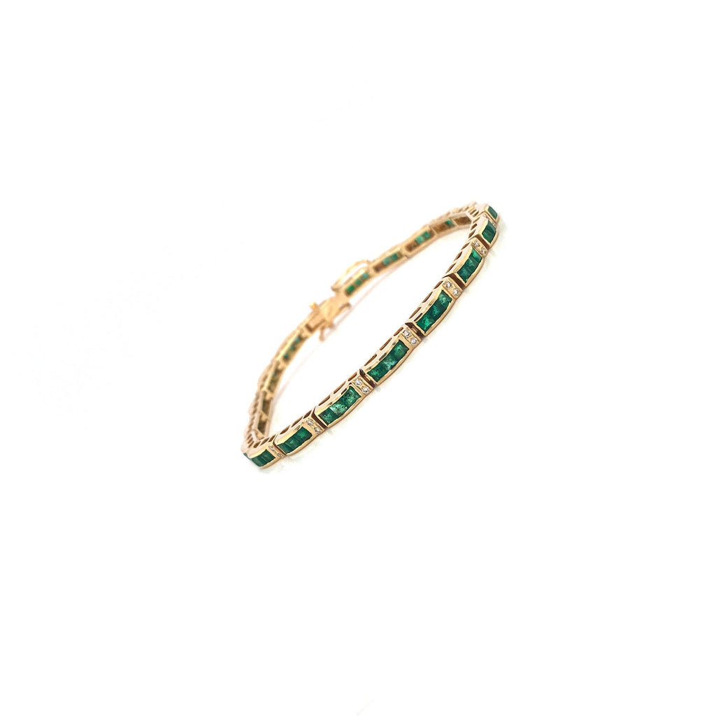 Emerald and Diamond Bracelet in 14K Yellow Gold - KGD 41538-1
