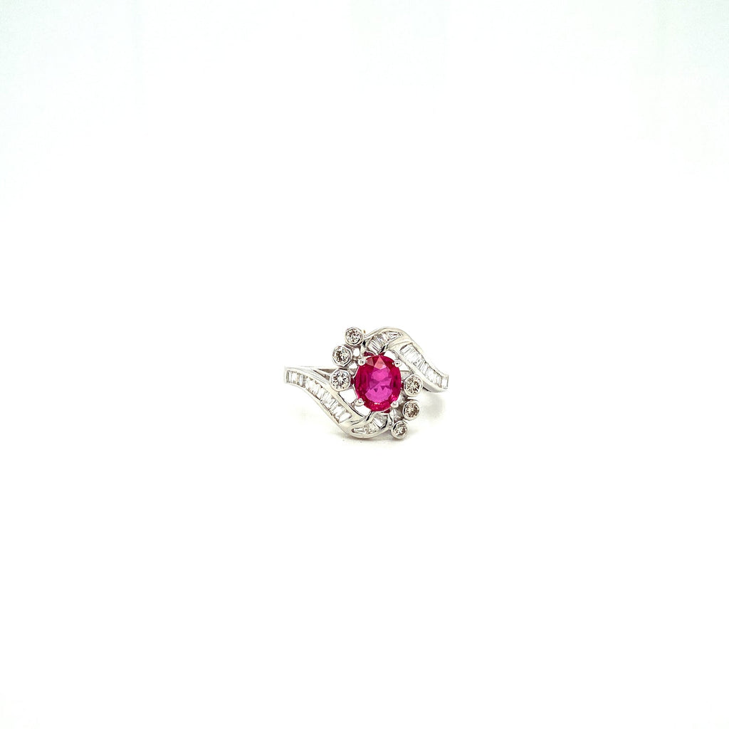 Ruby and Diamond Ring in 18K White Gold - KGR 12741-0