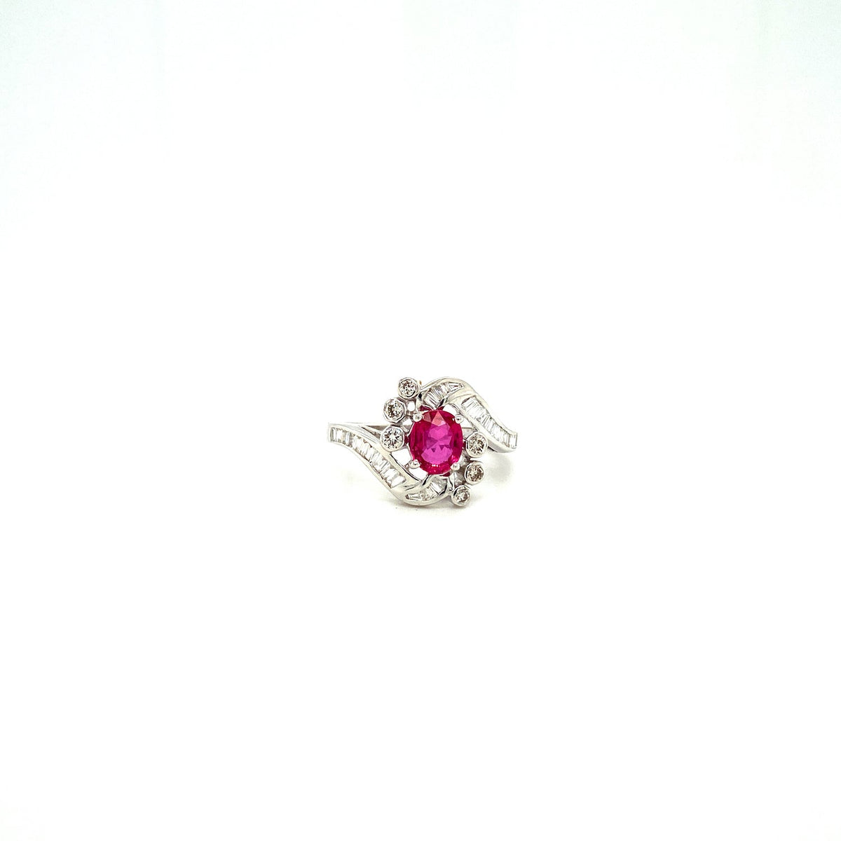 Ruby and Diamond Ring in 18K White Gold - KGR 12741-0