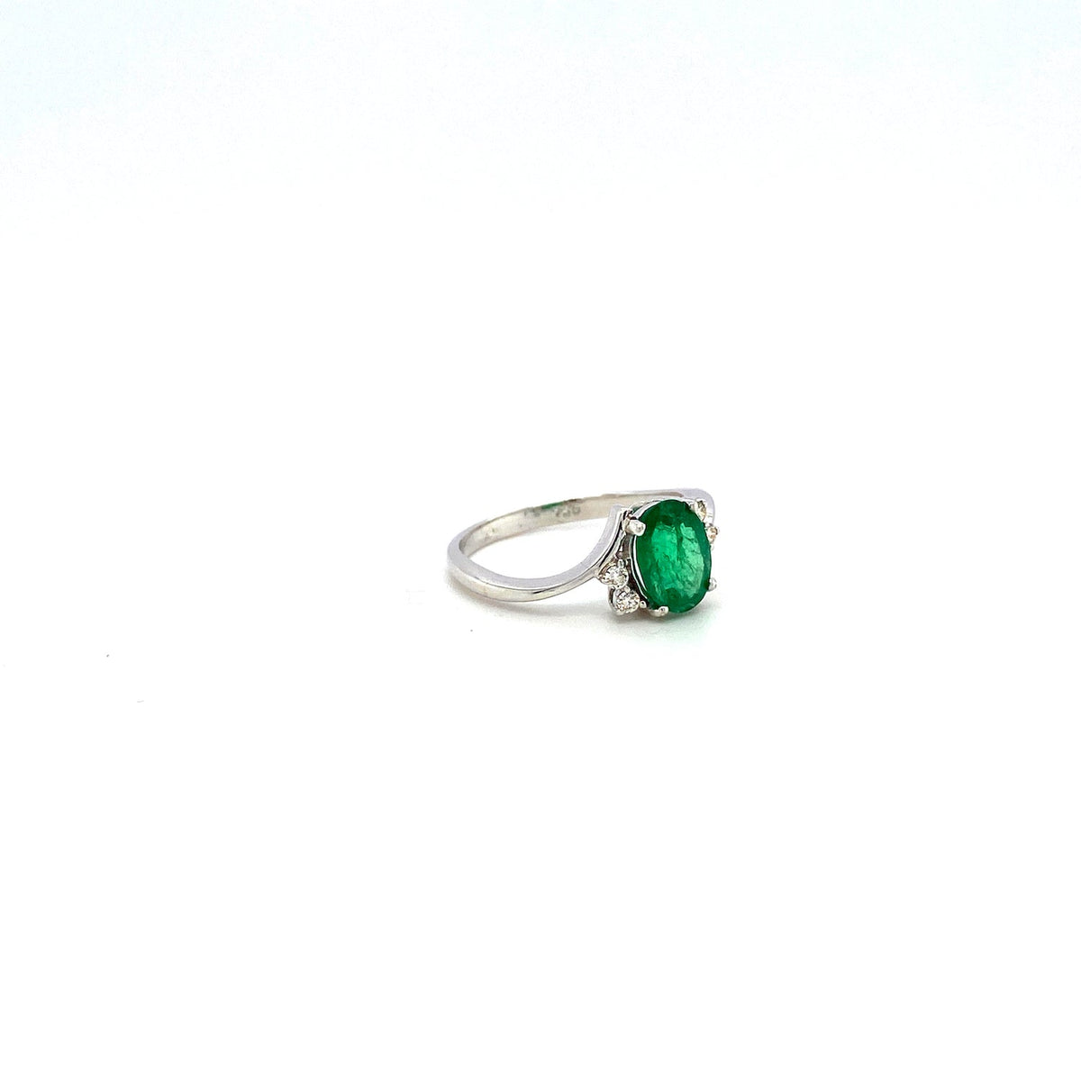 Emerald and Diamond Ring in 18K White Gold - KGR 13679-1