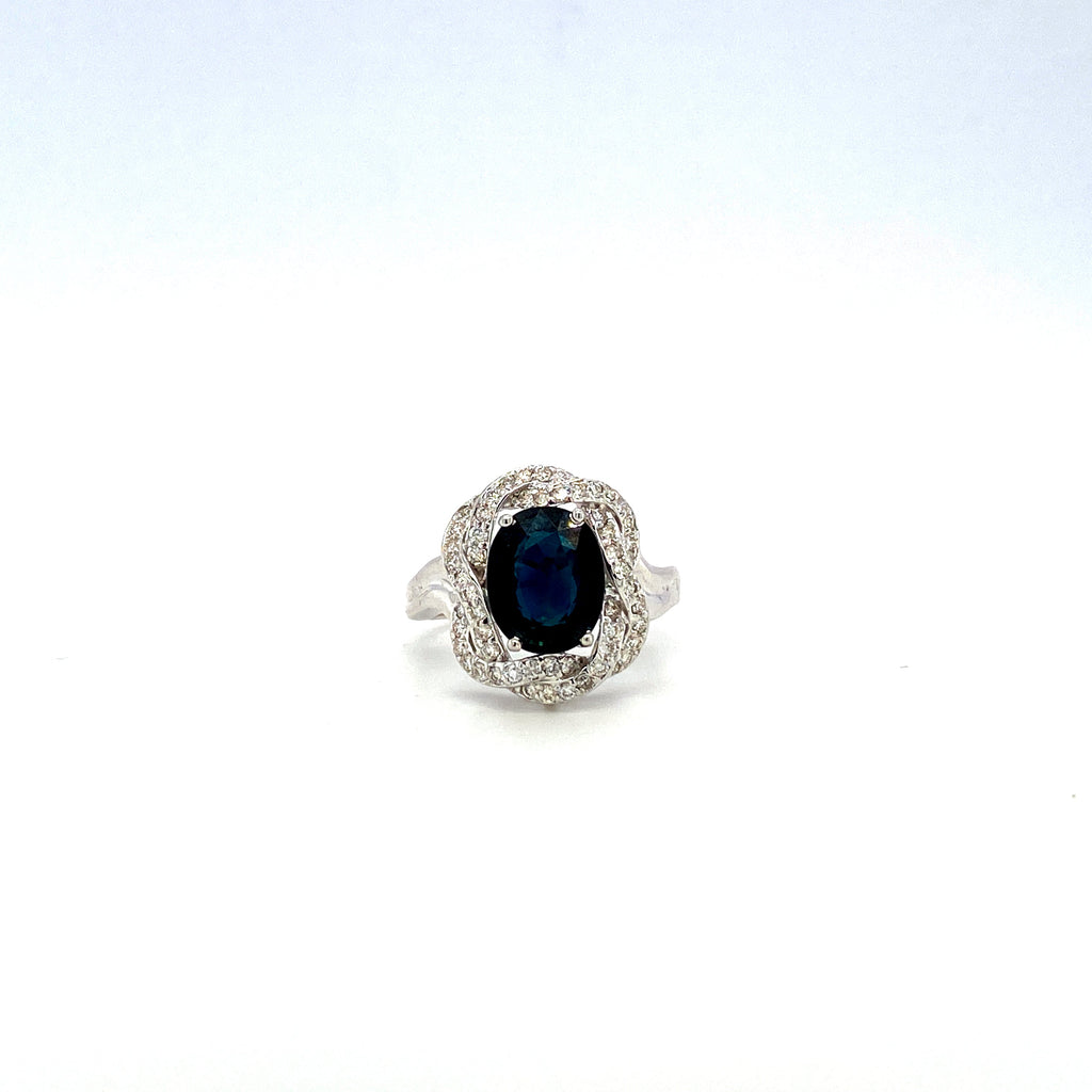 Sapphire and Diamond Ring in 18K White Gold - KGR 15091-0