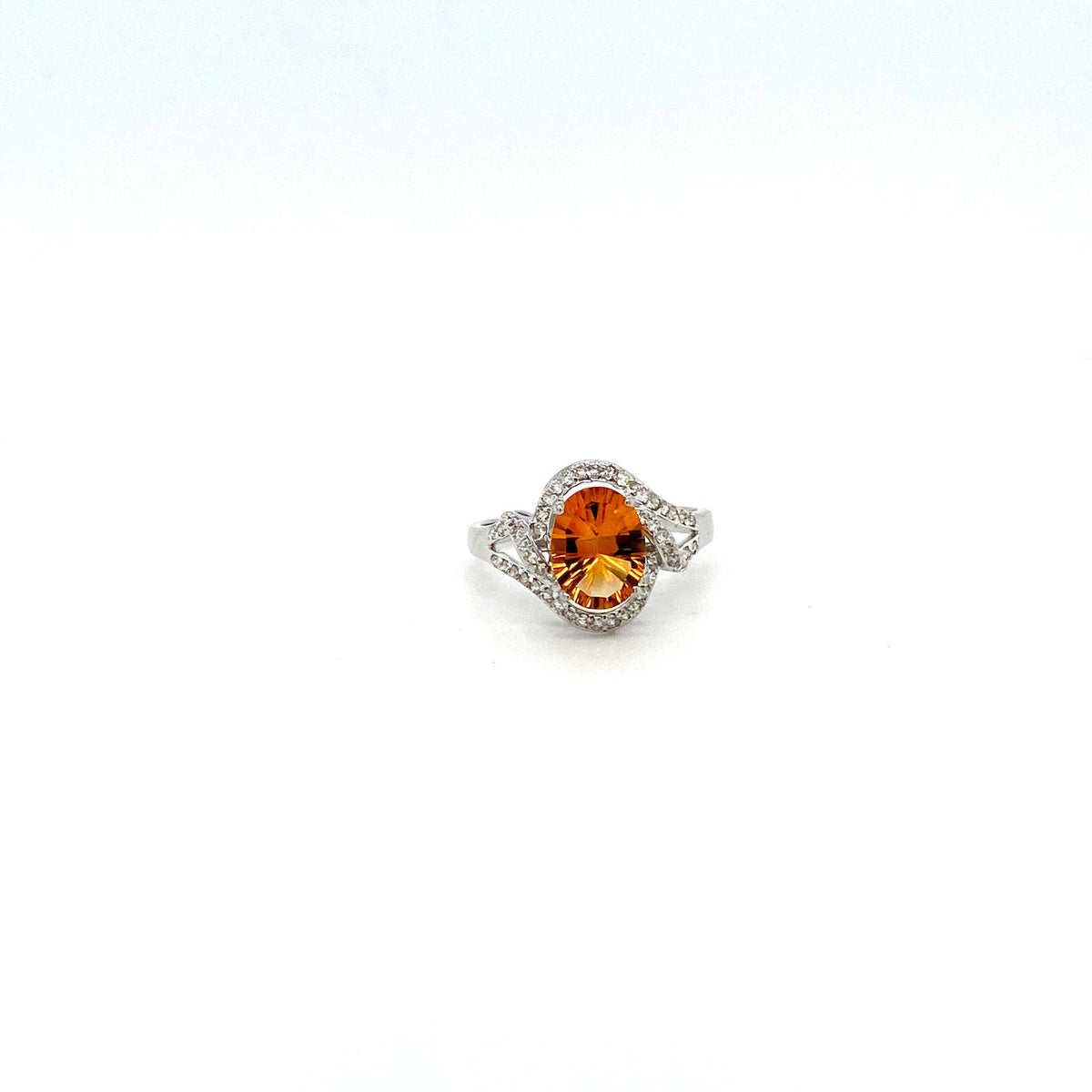 Citrine and Diamond Ring in 18K White Gold - KGR 15129-0
