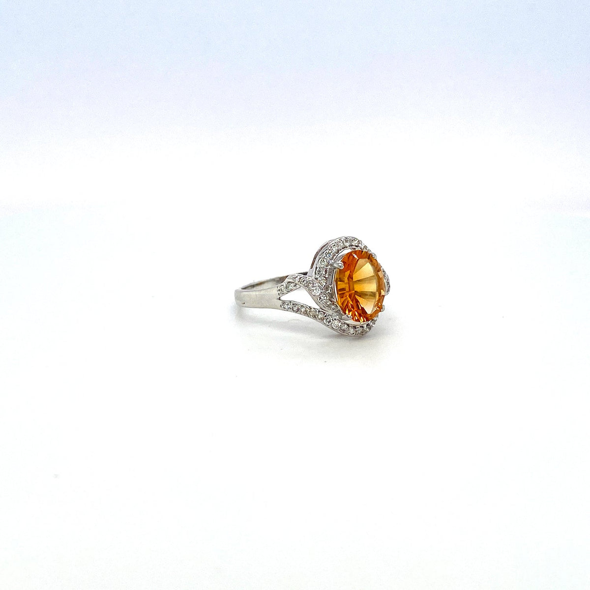 Citrine and Diamond Ring in 18K White Gold - KGR 15129-1
