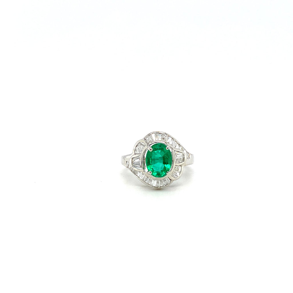 Emerald and Diamond Ring in 18K White Gold - KGR 15249-0