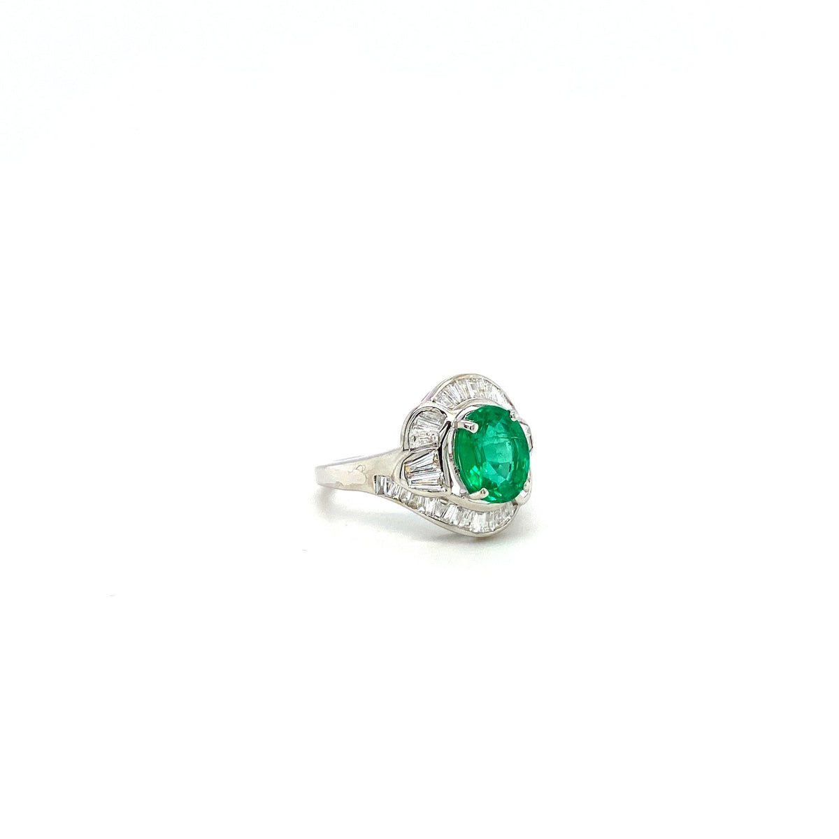 Emerald and Diamond Ring in 18K White Gold - KGR 15249-1