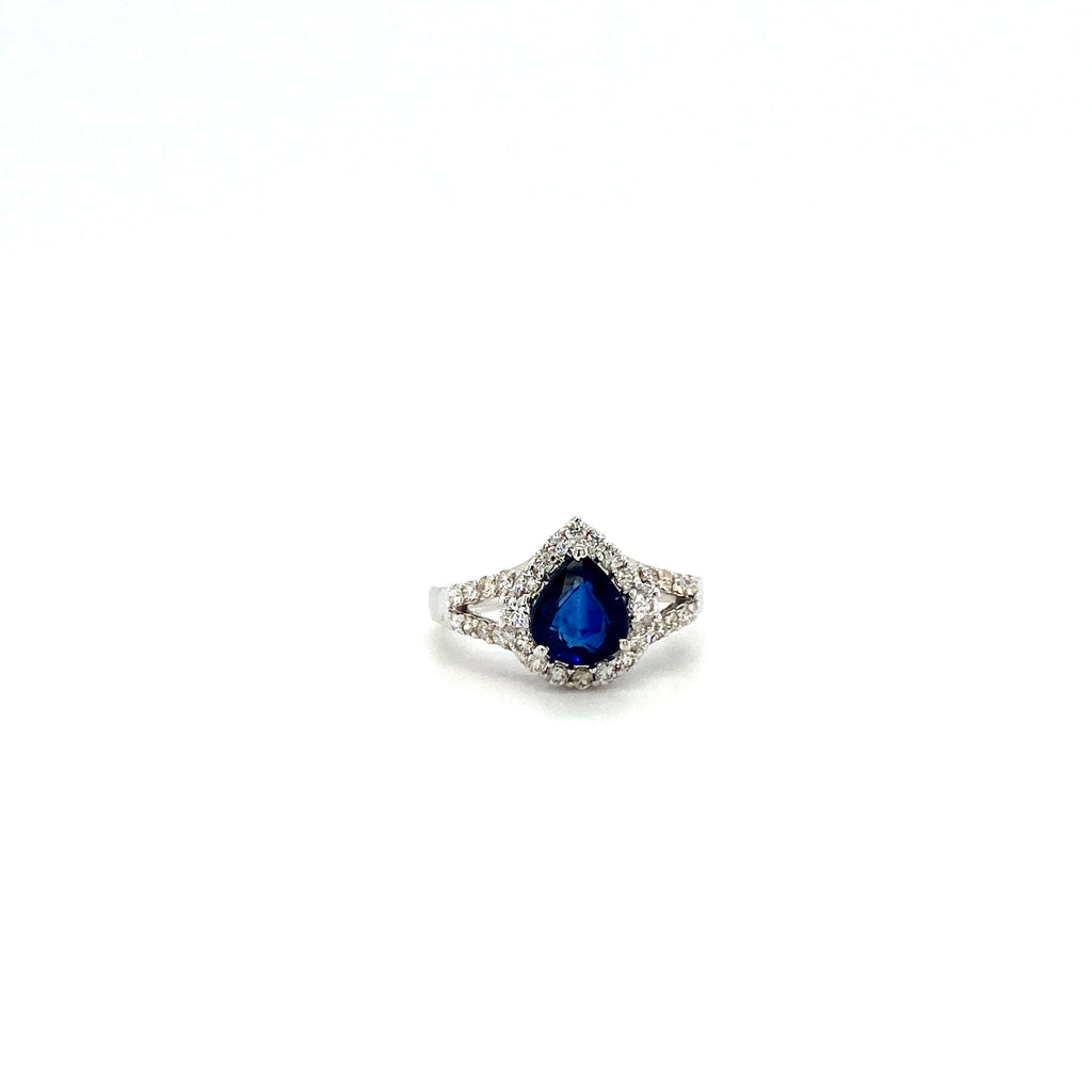 Sapphire and Diamond Ring in 18K White Gold - KGR 15801-0