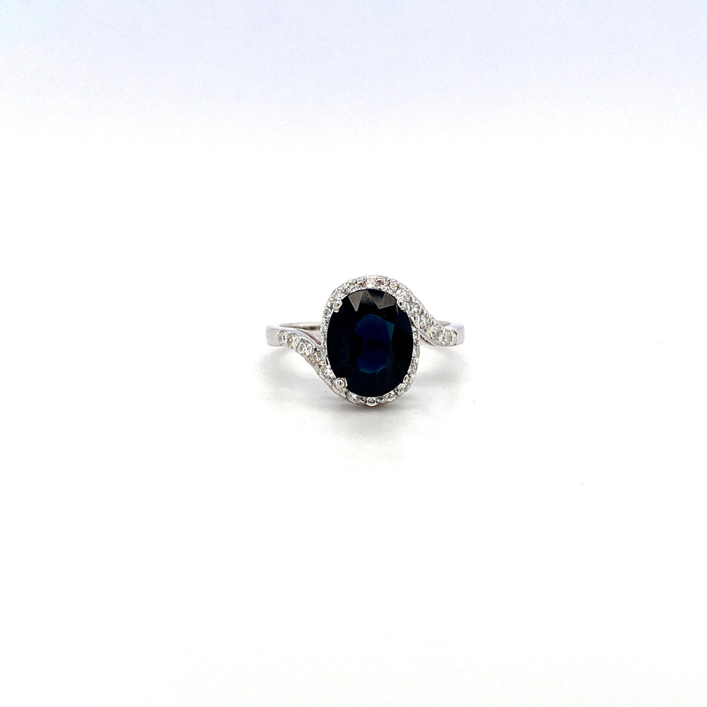 Sapphire and Diamond Ring in 14K White Gold - KGR 16268-0