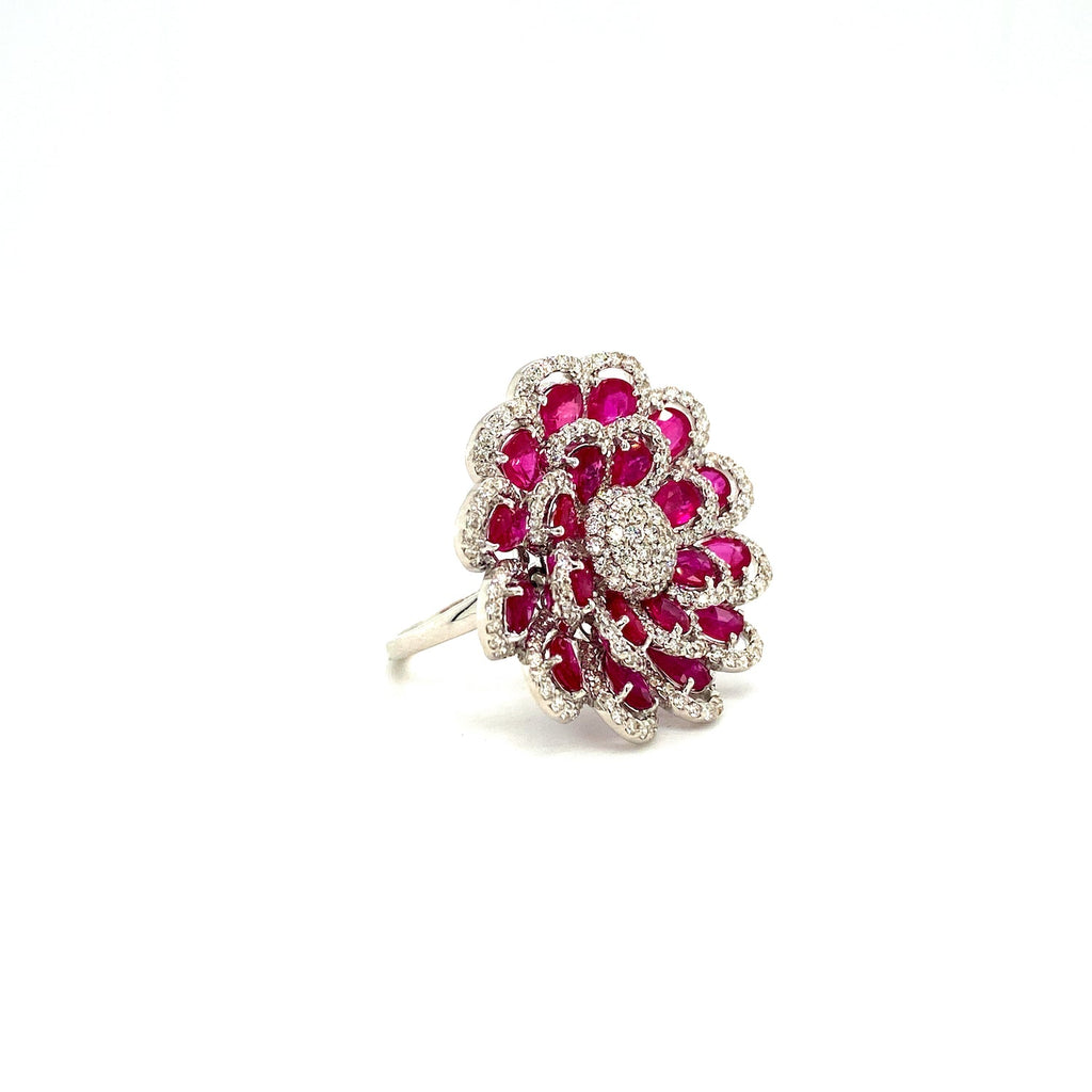 Ruby and Diamond Ring in 18K White Gold - KGR 16480-1